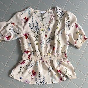 Time and tru Floral Cream Women's Top